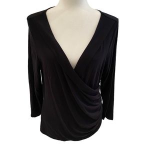 Cabi Wrap Tee Long Sleeve Black Size XL